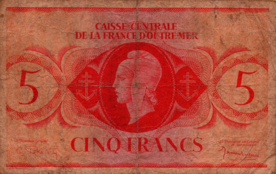 French Equatorial African 5 1944 VF- P-15/c